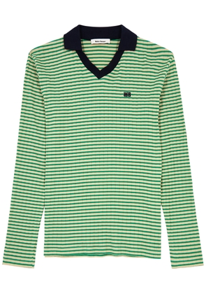 Wales Bonner Sonic Striped Stretch-cotton Polo Shirt - Green - XL