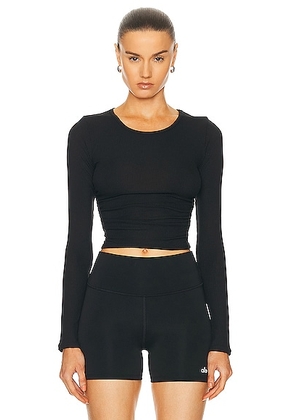 alo Gather Long Sleeve Top in Black - Black. Size XS (also in ).