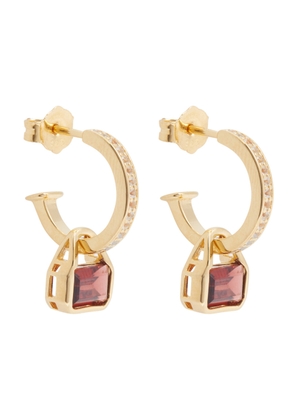 V BY Laura Vann Embellished 18kt Gold-plated Hoop Earrings - Red