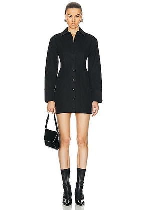 Alexander Wang Long Sleeve Button Up Mini Dress in Black - Black. Size 0 (also in 2, 4, 6).