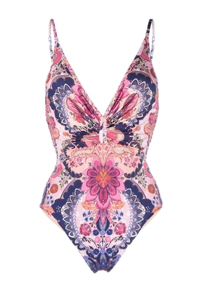 ZIMMERMANN floral V-neck swimsuit - Pink