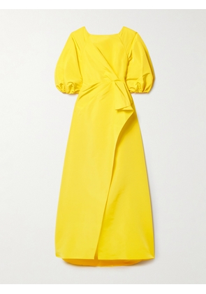 Carolina Herrera - Wrap-effect Draped Silk-faille Gown - Yellow - US2,US4,US6,US8,US10,US12