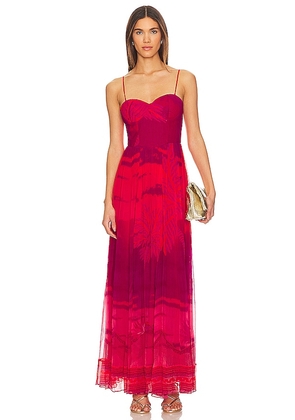 HEMANT AND NANDITA Soma Maxi Dress in Red. Size L, XS.