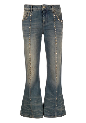Blumarine stud-detail cropped bootcut jeans - Blue