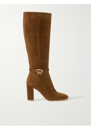 Gianvito Rossi - Ribbon 85 Buckled Suede Knee Boots - Brown - IT35,IT35.5,IT36,IT36.5,IT37,IT37.5,IT38,IT38.5,IT39,IT39.5,IT40,IT40.5,IT41,IT41.5,IT42