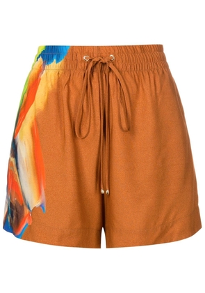 Lenny Niemeyer Bloom-print high-waist shorts - Brown