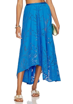 PatBO Stretch Lace Beach Skirt in Blue. Size M.
