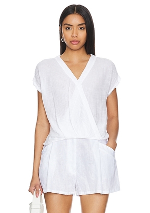 Michael Stars Evie Faux Wrap Top in White. Size M, S, XS.