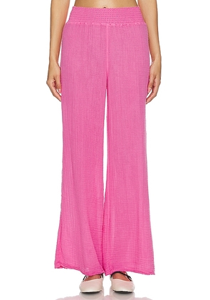 Michael Stars Susie Smocked Waist Pant in Pink. Size M, S, XS.