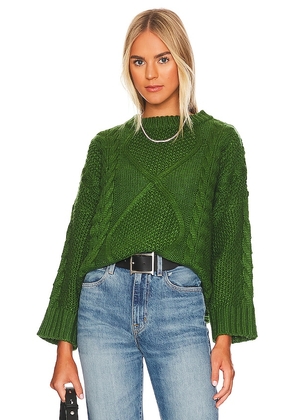 SNDYS x REVOLVE Carrie Cable Knit Pullover in Green. Size S, XS, XXS.