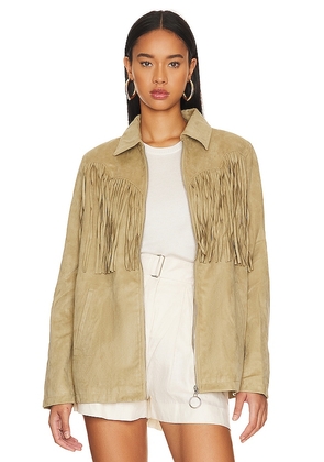 WeWoreWhat Faux Suede Fringe Jacket in Tan. Size XS.