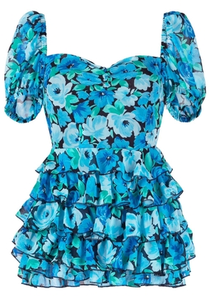 ROTATE floral-print ruffled minidress - Blue