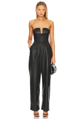 Susana Monaco Faux Leather Jumpsuit in Black. Size M, XL, XS.