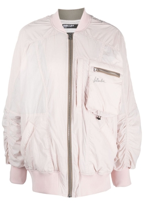 Bimba y Lola logo-print ruched-detail bomber jacket - Pink
