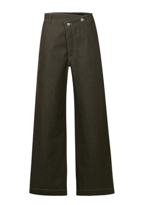 Gloria Coelho asymmetric four-pocket straight trousers - Green