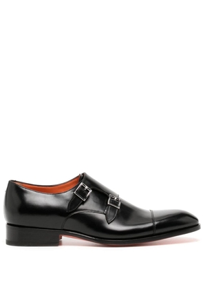 Santoni double-buckle leather shoes - Black