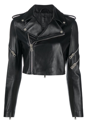 Manokhi multi-zip cropped leather jacket - Black