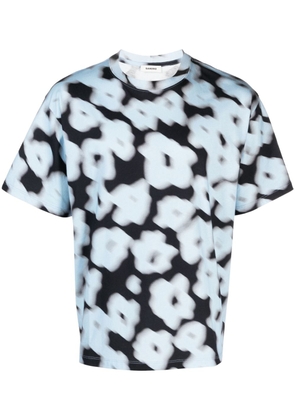 SANDRO Blurry Flowers-print T-shirt - Blue