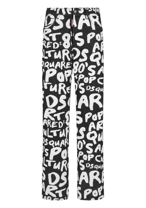 Dsquared2 logo-lettering cotton blend slim-fit trousers - Black
