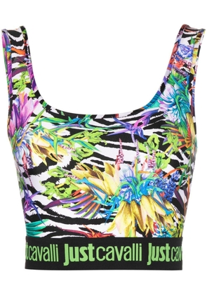 Just Cavalli floral and animal print cropped top - Black