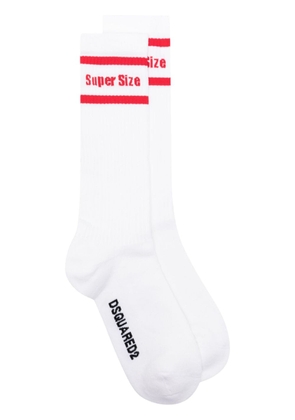 Dsquared2 slogan-jacquard calf-length crew socks - White