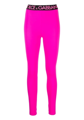 Dolce & Gabbana logo-waistband leggings - Pink
