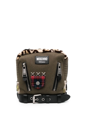 Moschino logo-patch shoulder bag - Green