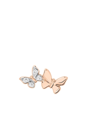 Dodo 9kt rose gold Butterfly diamond stud earring - Pink