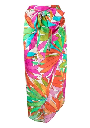 Ronny Kobo floral-print wrap high-low skirt - Multicolour