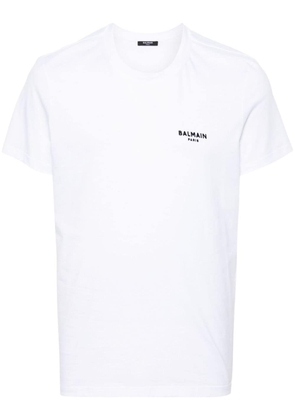 Balmain flocked-logo cotton T-shirt - White