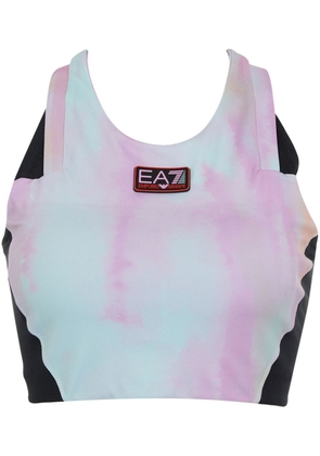 Ea7 Emporio Armani watercolour logo-appliqué sports bra - Pink
