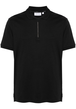Calvin Klein logo-patch organic cotton polo shirt - Black
