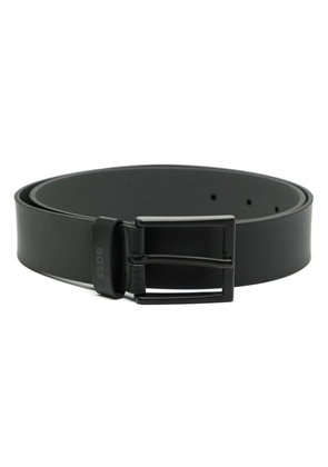 BOSS logo-debossed leather belt - Black