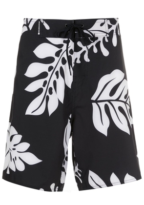 Osklen Waikiki-print drawstring swim shorts - Black