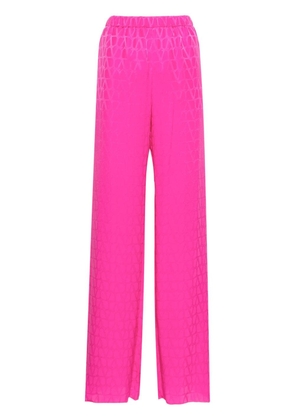 Valentino Garavani VLogo-jacquard silk trousers - Pink
