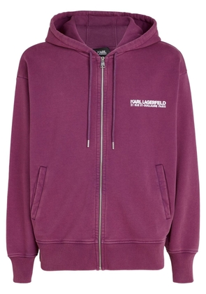 Karl Lagerfeld logo-print organic-cotton hoodie - Purple