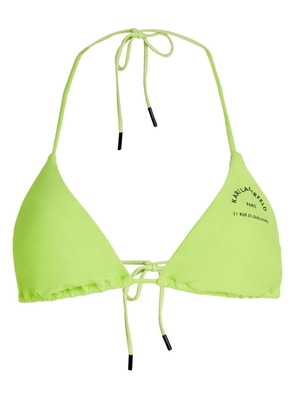 Karl Lagerfeld logo-print triangle bikini top - Green