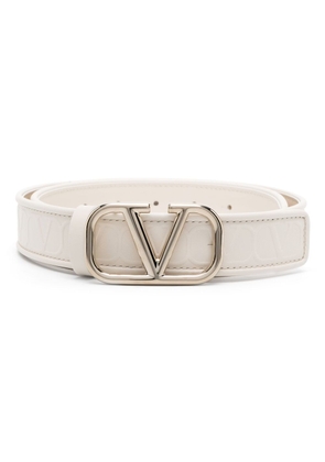 Valentino Garavani VLogo Signature-buckle leather belt - White