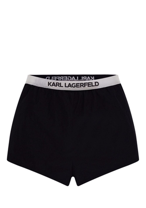 Karl Lagerfeld logo-waistband beach shorts - Black