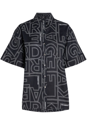 Karl Lagerfeld logo-print linen blouse - Black