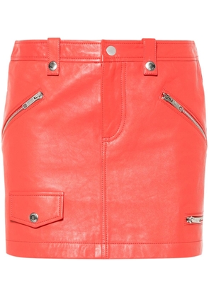 MOSCHINO JEANS multi-pocket leather miniskirt - Red