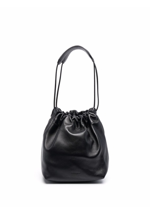 Jil Sander ruched leather shoulder bag - Black