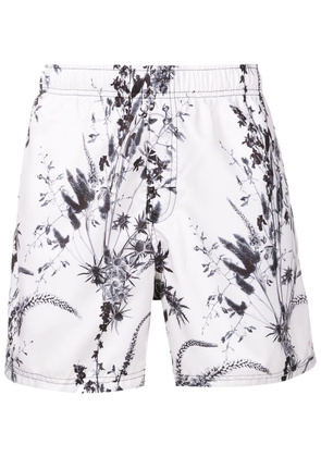 Osklen floral-print elasticated swim shorts - White