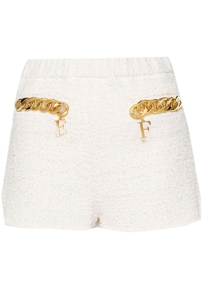 Elisabetta Franchi chain-detail tweed mini shorts - White
