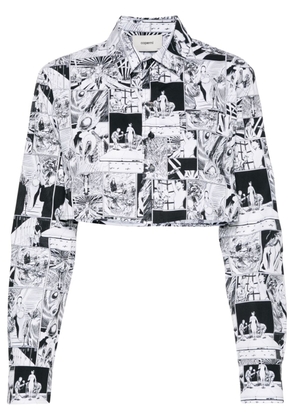Coperni comic strip-print cropped cotton shirt - Black