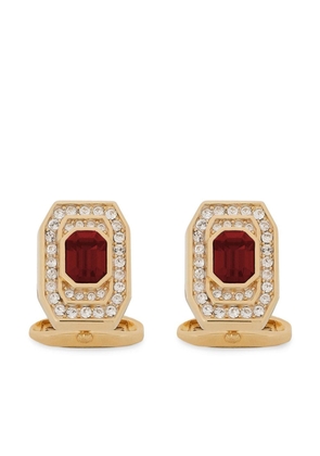 Dolce & Gabbana logo-engraved crystal-embellished cufflinks - Gold