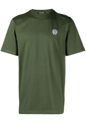 Roberto Cavalli Mirror Snake-embroidered T-shirt - Green