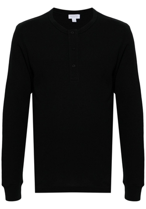 Sunspel waffle-effect cotton T-shirt - Black
