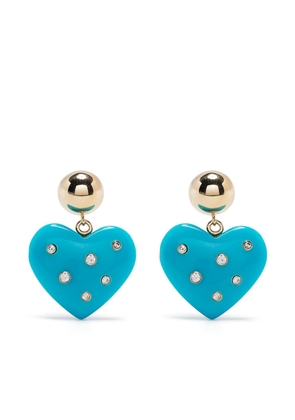 Eshvi crystal-heart drop earrings - Blue