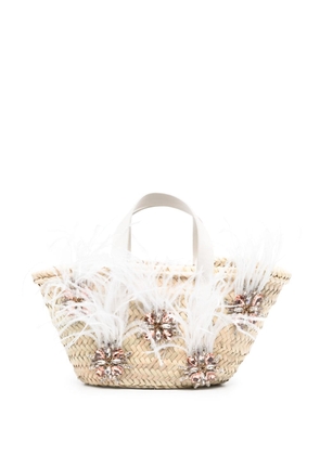 L'Alingi feather crystal basket tote bag - Neutrals